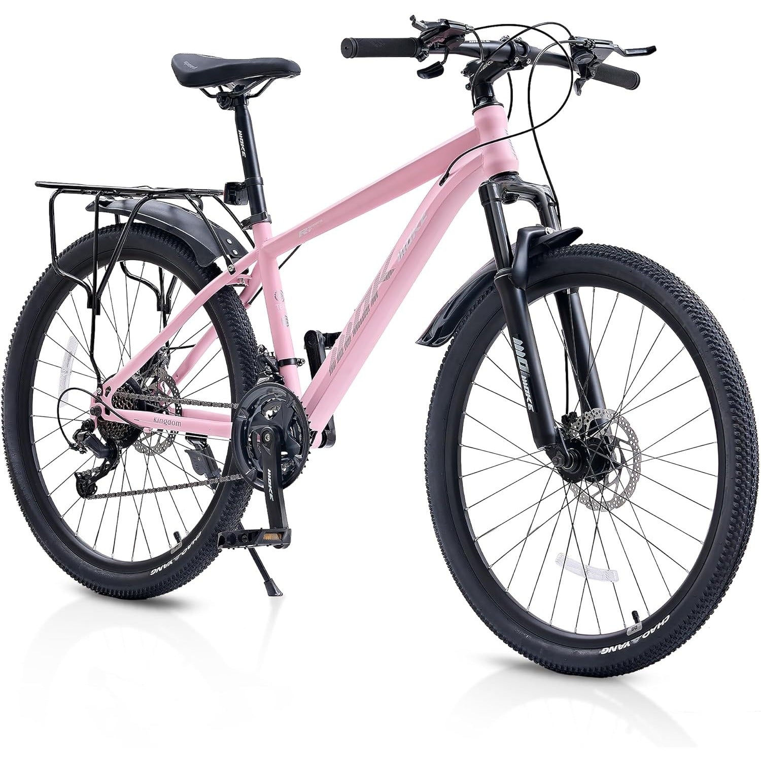 24 26 Inch Kids Bike, Kids Mountain Bike for Boys and Girls Over 6 Years with 21-Speed Drivetrain, Suspension Fork, Dual Disc Brakes, Rear Rack, Internal Cable, Kids' Bicycles with Multiple Colors