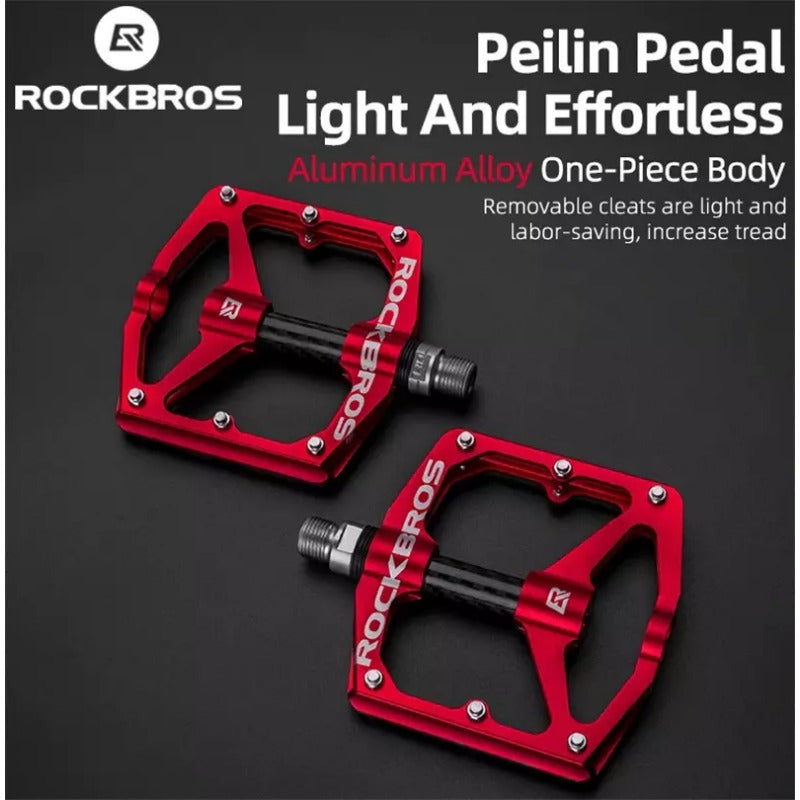 ROCKBROS MTB Bicycle Pedal Aluminum Alloy Bearings Letter Printed Reflective Pedal Bicycle Accessories