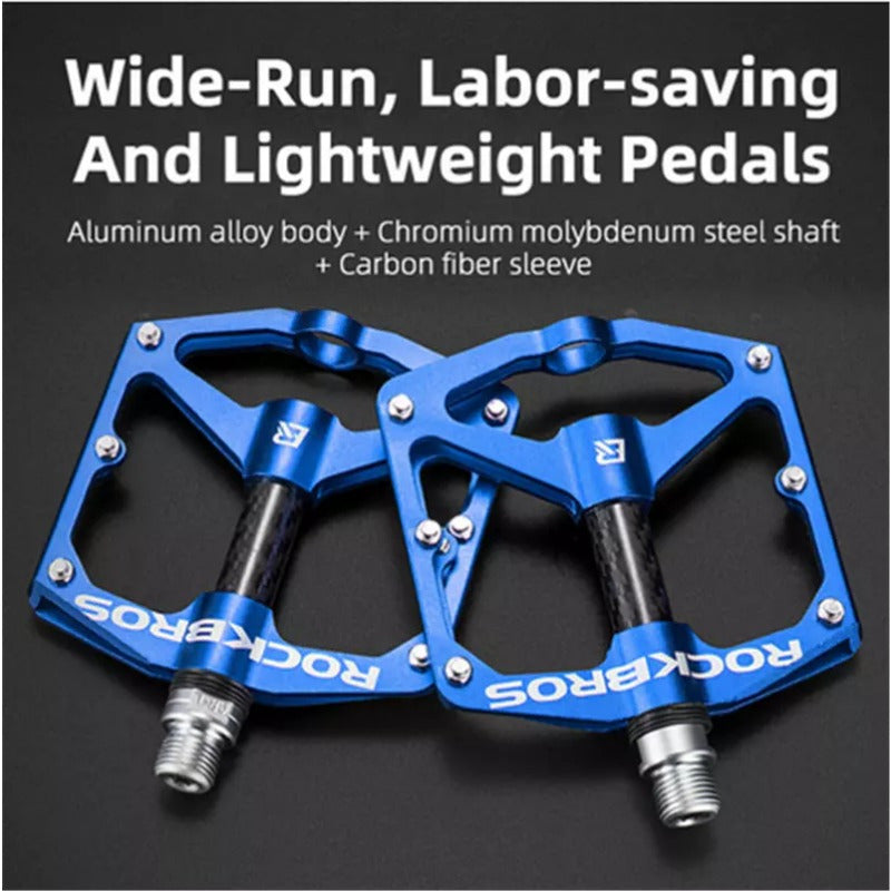 ROCKBROS MTB Bicycle Pedal Aluminum Alloy Bearings Letter Printed Reflective Pedal Bicycle Accessories
