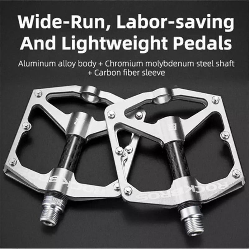 ROCKBROS MTB Bicycle Pedal Aluminum Alloy Bearings Letter Printed Reflective Pedal Bicycle Accessories