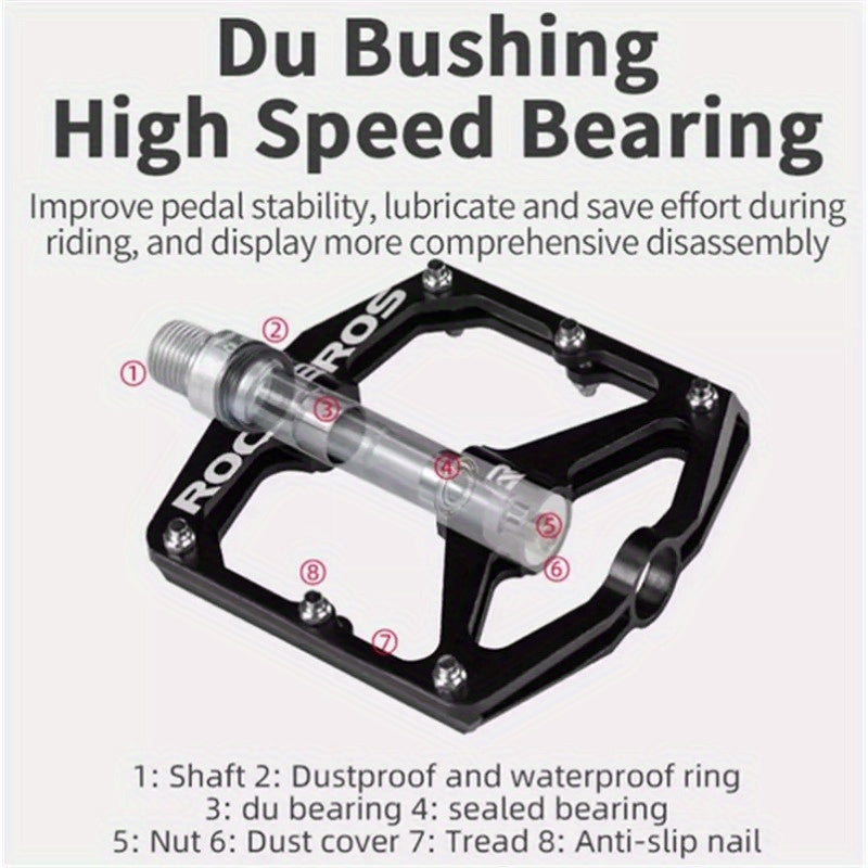 ROCKBROS MTB Bicycle Pedal Aluminum Alloy Bearings Letter Printed Reflective Pedal Bicycle Accessories