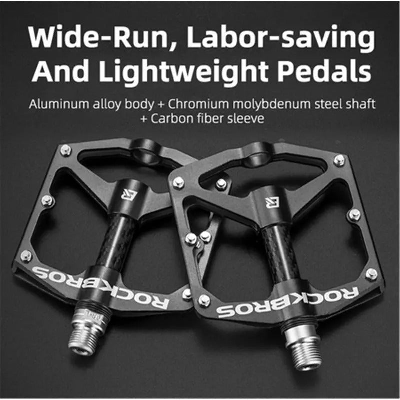 ROCKBROS MTB Bicycle Pedal Aluminum Alloy Bearings Letter Printed Reflective Pedal Bicycle Accessories