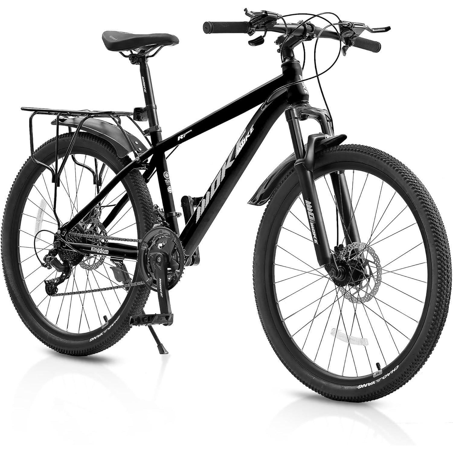 24 26 Inch Kids Bike, Kids Mountain Bike for Boys and Girls Over 6 Years with 21-Speed Drivetrain, Suspension Fork, Dual Disc Brakes, Rear Rack, Internal Cable, Kids' Bicycles with Multiple Colors