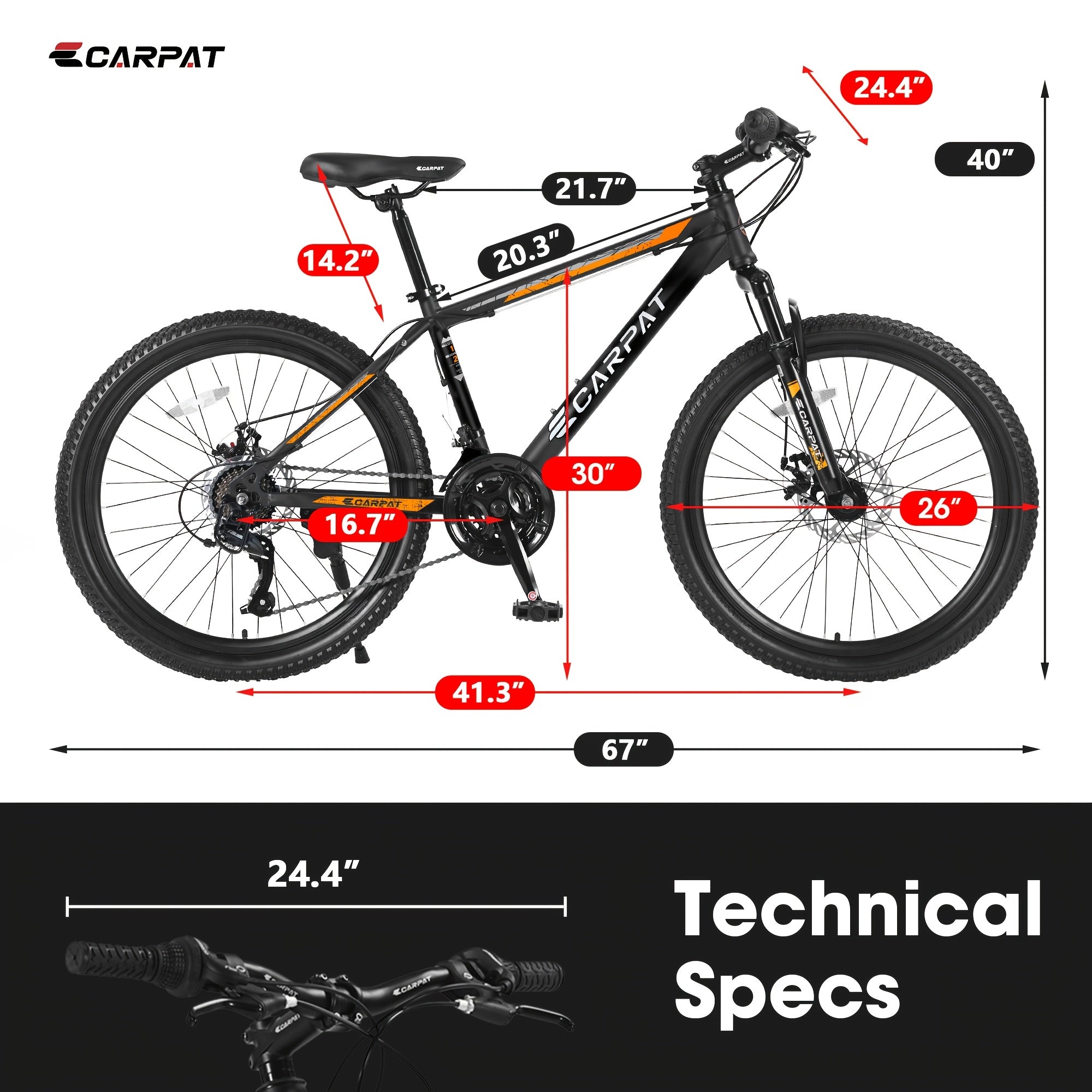 26 Inch Mountain Bike, 21 Speeds with Mechanical Disc Brakes, High-Carbon Metal\u002FSteel Material Steel Frame, Suspension MTB Bikes Mountain Bicycle for Adult