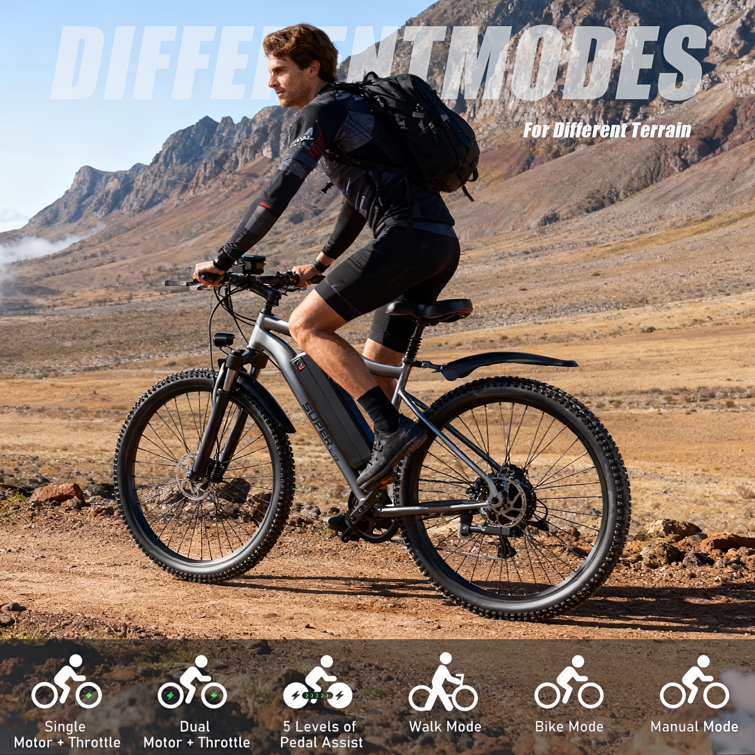 Adult Electric Bicycles, Electric Mountain Bikes, 500W Motor, 15-20 Mph, Range 20-40 Kilometers, 48V 10AH\u002F13AH Detachable Battery, Front Fork Suspension, Suitable for Mountain Biking And Daily Commuting.Front Headlight LCD Display, City Travel