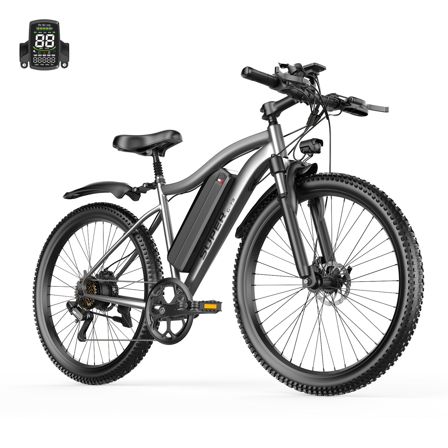 Adult Electric Bicycles, Electric Mountain Bikes, 500W Motor, 15-20 Mph, Range 20-40 Kilometers, 48V 10AH\u002F13AH Detachable Battery, Front Fork Suspension, Suitable for Mountain Biking And Daily Commuting.Front Headlight LCD Display, City Travel