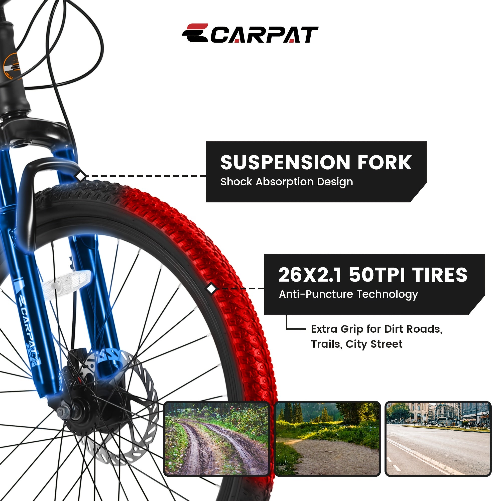 26 Inch Mountain Bike, 21 Speeds with Mechanical Disc Brakes, High-Carbon Metal\u002FSteel Material Steel Frame, Suspension MTB Bikes Mountain Bicycle for Adult