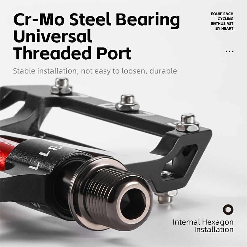 WEST BIKING Bicycle Pedals 3 Bearings, Aluminum Pedal Buckle 9\u002F16', Non-Slip Bicycle Pedals