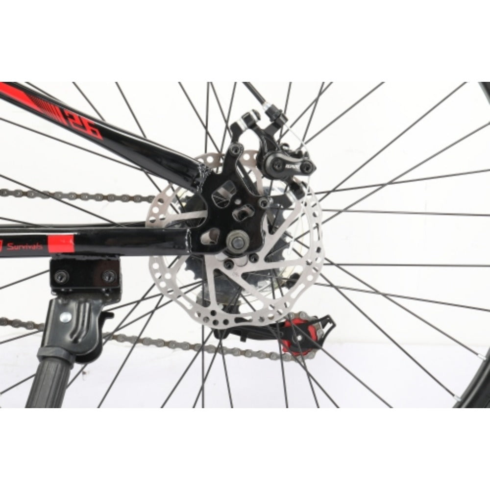 26 - Inch 21 - Speed Black & Red Mountain Bike - High - Carbon Steel Irregular Frame, Dual Suspension, Disc Brakes - A Must - Have for Off - Road Adventures