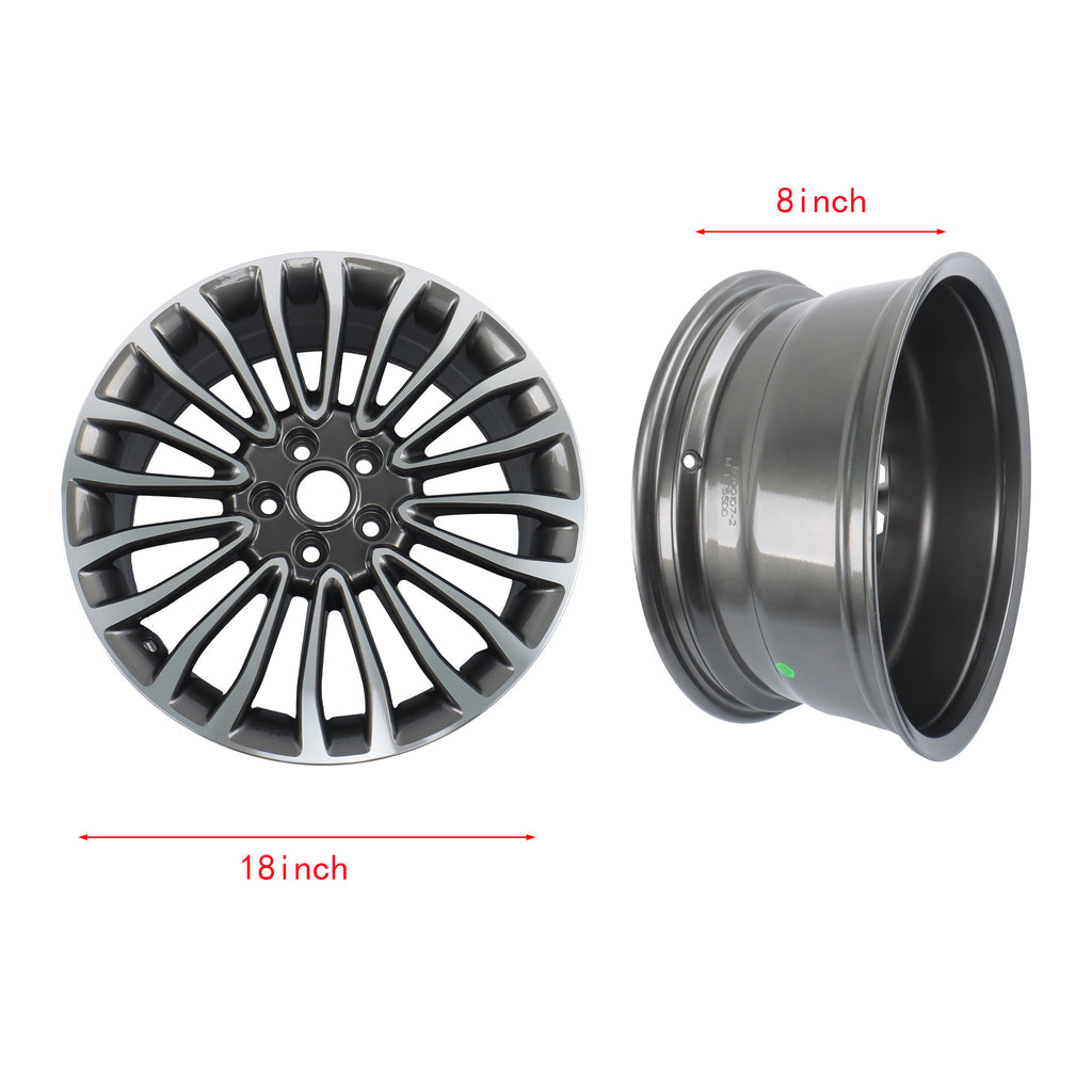 New Single 18' 18X8 Inch Wheel for 2017-2018 for Ford Fusion | OEM Design Replacement Rim | Machined Charcoal | Direct Fit - OE Stock Specs | 10121
