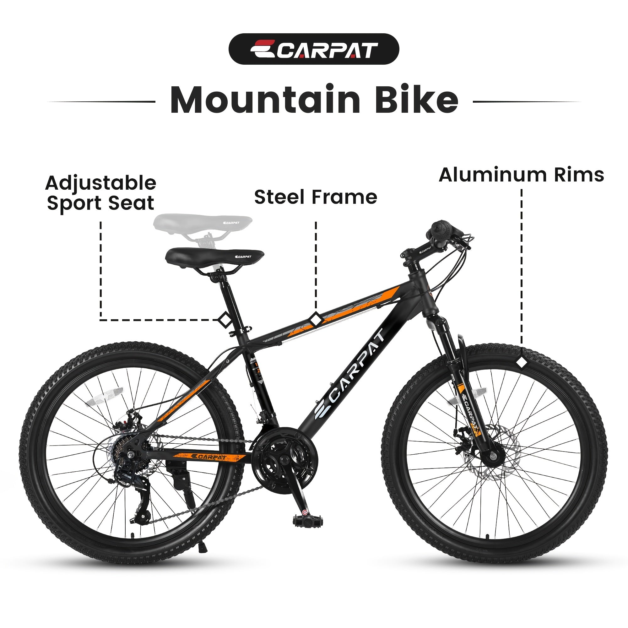 26 Inch Mountain Bike, 21 Speeds with Mechanical Disc Brakes, High-Carbon Metal\u002FSteel Material Steel Frame, Suspension MTB Bikes Mountain Bicycle for Adult