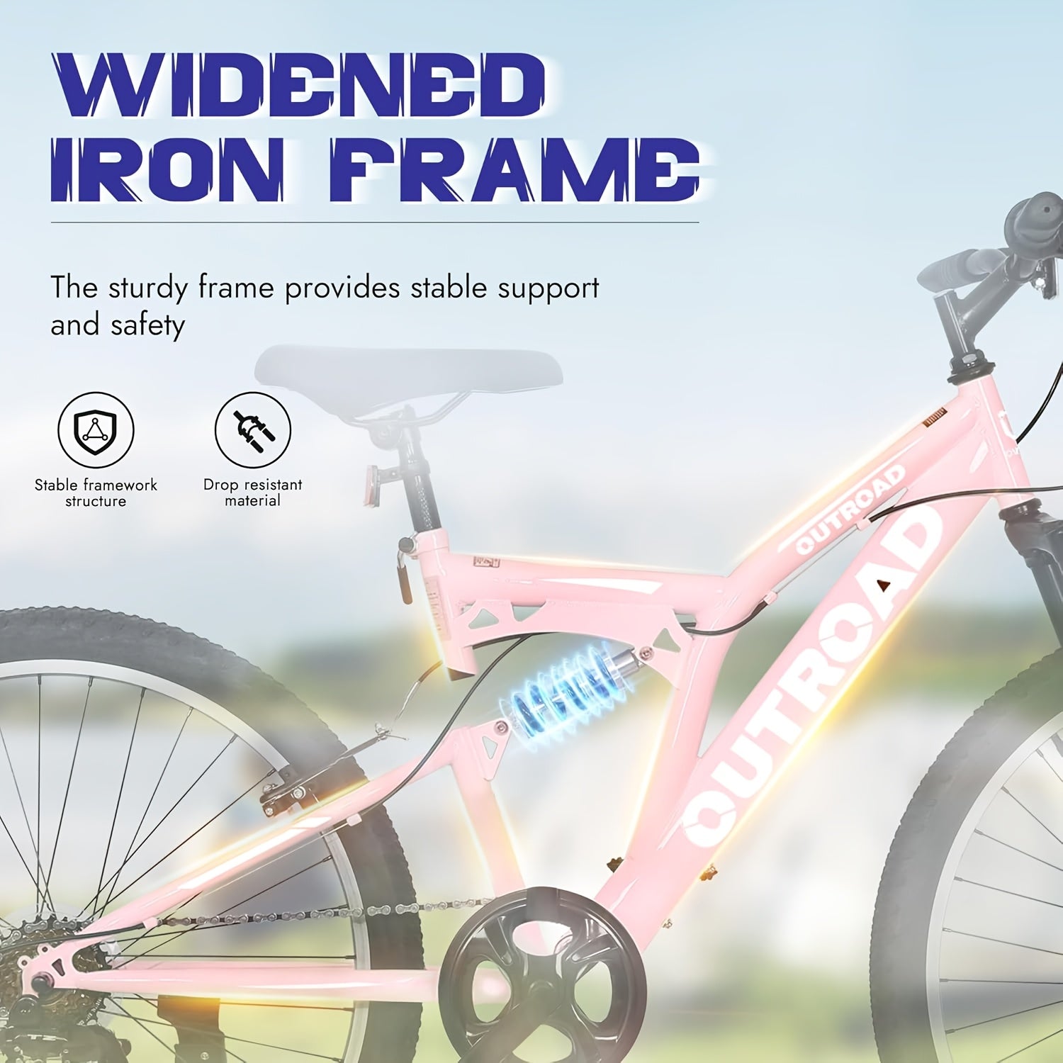 Men's & Women's 26-Inch Full-Size Mountain Bike with High-Carbon\u002FAviation Frame, 7-Speed Gears, Front Suspension Fork & V-Brakes - Heavy-Duty MTB for adult, Shock Absorption System ()