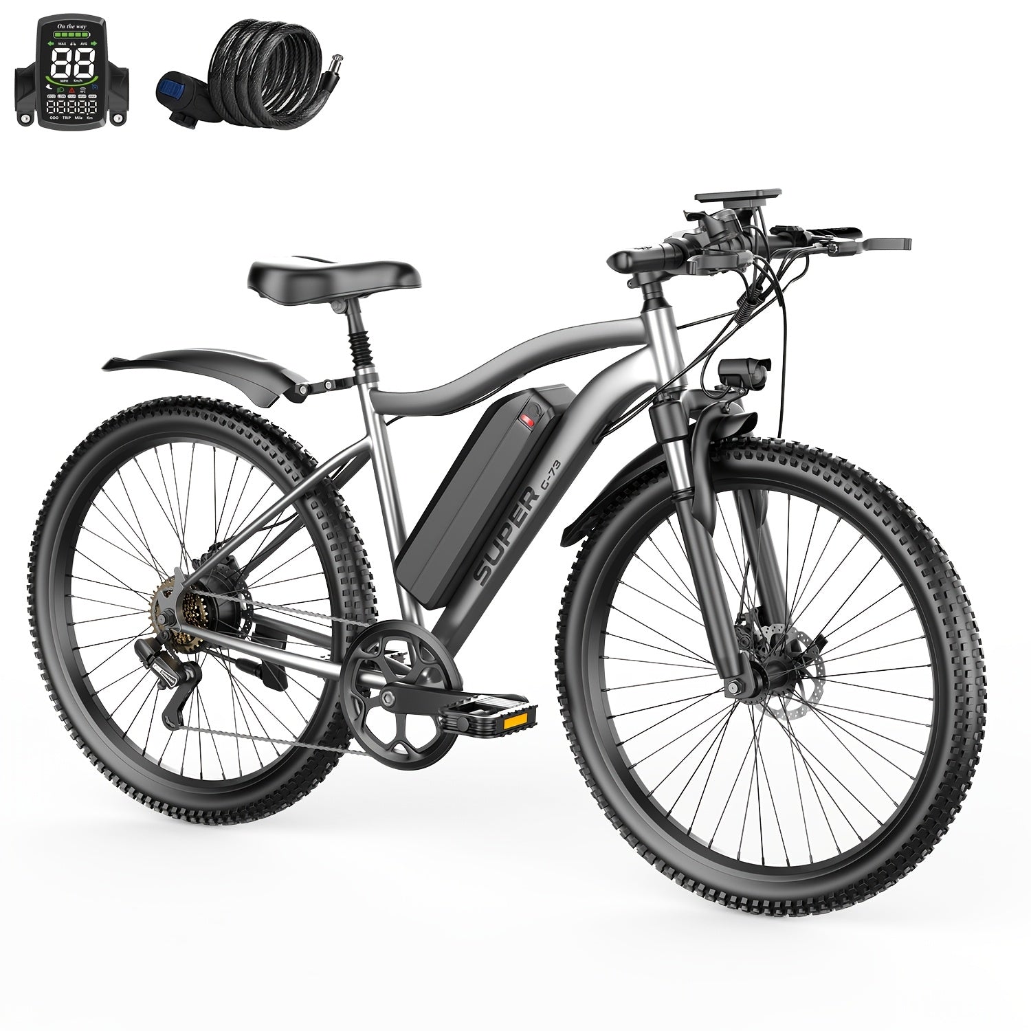 Adult Electric Bicycles, Electric Mountain Bikes, 500W Motor, 15-20 Mph, Range 20-40 Kilometers, 48V 10AH\u002F13AH Detachable Battery, Front Fork Suspension, Suitable for Mountain Biking And Daily Commuting.Front Headlight LCD Display, City Travel