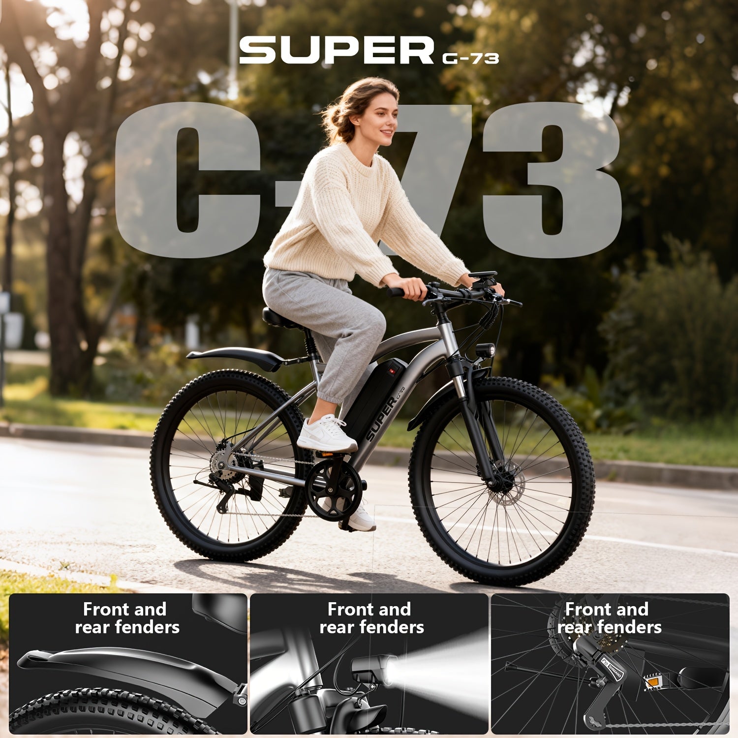 Adult Electric Bicycles, Electric Mountain Bikes, 500W Motor, 15-20 Mph, Range 20-40 Kilometers, 48V 10AH\u002F13AH Detachable Battery, Front Fork Suspension, Suitable for Mountain Biking And Daily Commuting.Front Headlight LCD Display, City Travel
