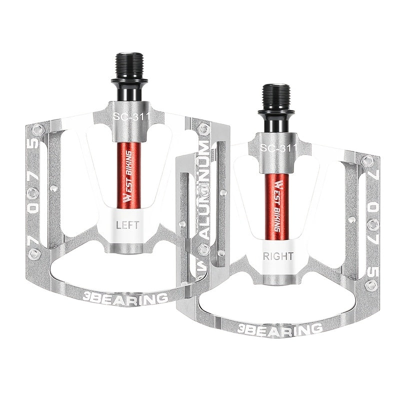 WEST BIKING Bicycle Pedals 3 Bearings, Aluminum Pedal Buckle 9\u002F16', Non-Slip Bicycle Pedals
