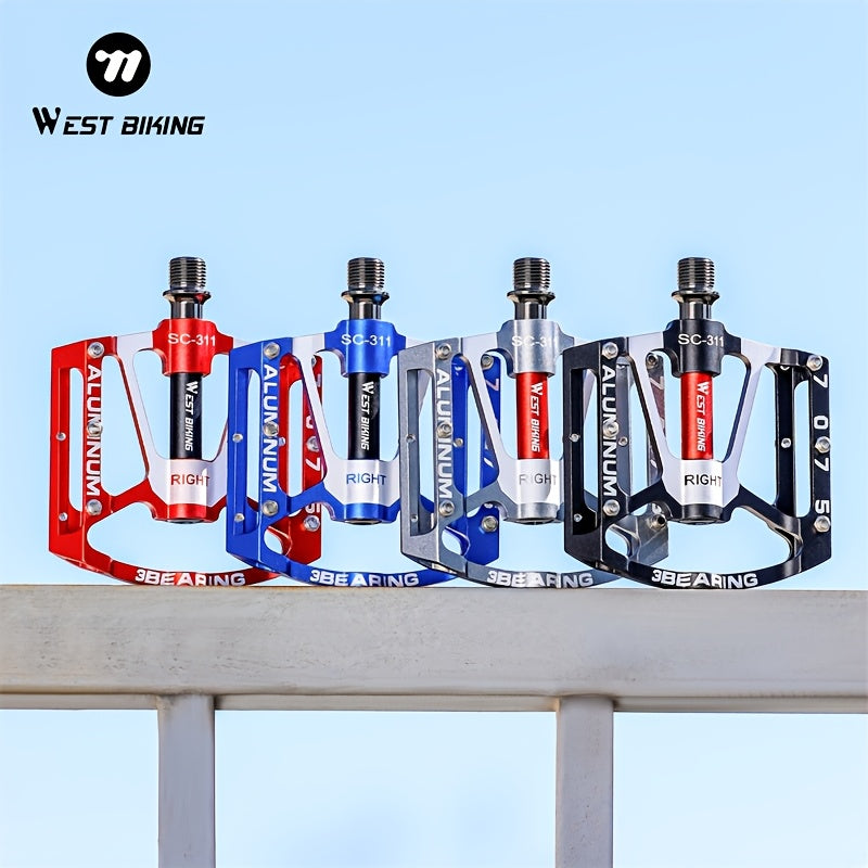 WEST BIKING Bicycle Pedals 3 Bearings, Aluminum Pedal Buckle 9\u002F16', Non-Slip Bicycle Pedals