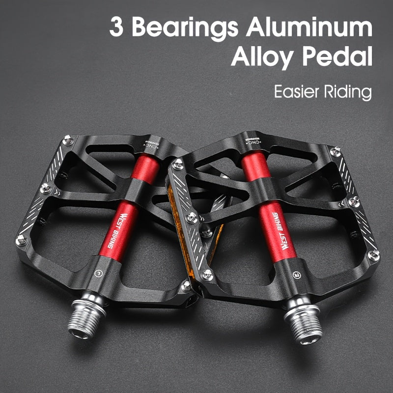 Heavy-Duty Aluminum Alloy 3-Axis Bicycle Pedals with Large Stable Platform & Reflective Cover - Compatible for mountain\u002FRoad\u002FFolding\u002FE- - All-Weather Night Riding Safety - Durable Pedals ()