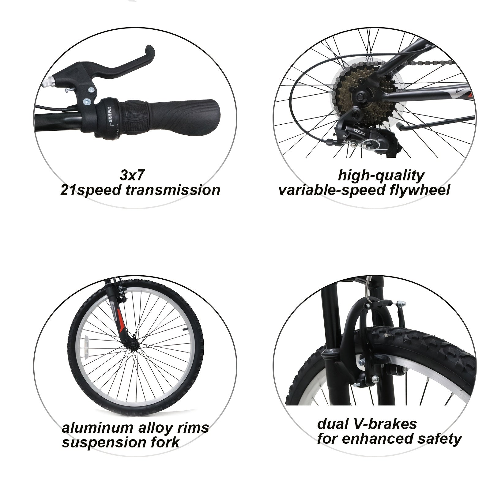 24 Inch 21-Speed Mountain Bike For Adults | High Carbon Steel Frame Full Suspension With V-Brakes, Free Mudguards, Aluminum Wheels, Ideal For City And Off-Road Riding